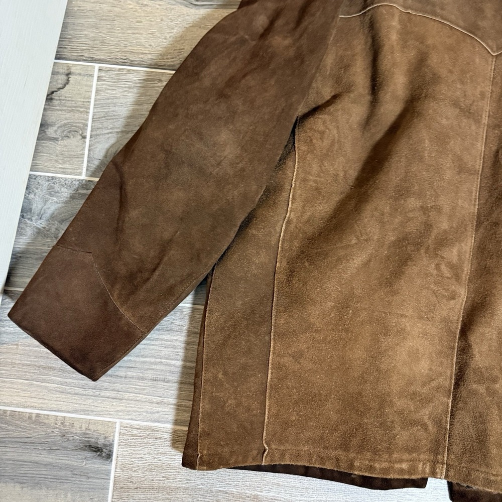 Vintage Pioneer Wear Men's Suede Leather Western Jacket Coat Lined 46 Retro - Picture 13 of 16